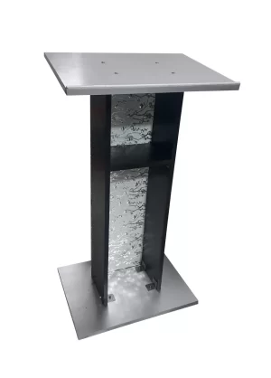 Black & Silver Wooden Podium Stand with Two Shelves (SP-552)