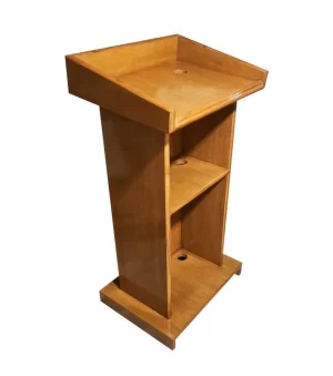Designer Teak Wooden Podium Stand with 2 shelves for storage