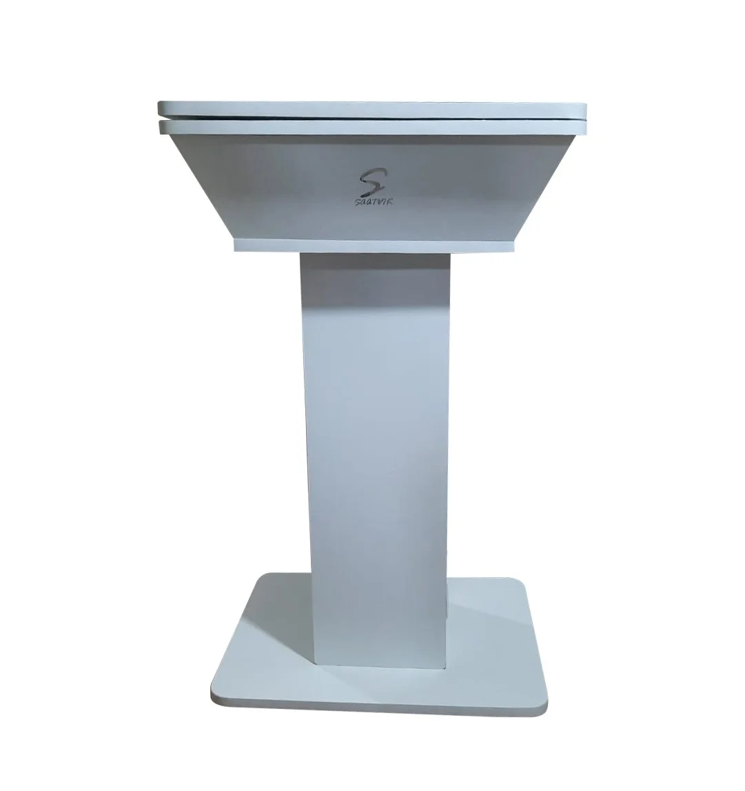 Stylish White Digital Wooden Podium