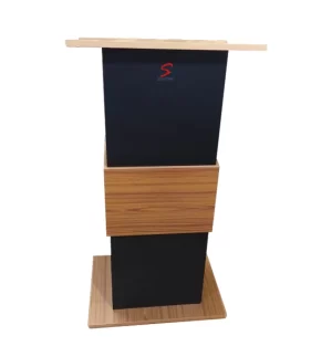 Stylish Wooden Podium Stand with 3 Shelves for Storage