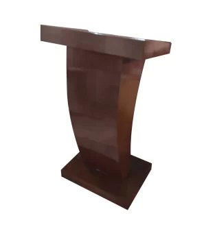 Teak Wooden Podium Stand with Two Shelves for Storage