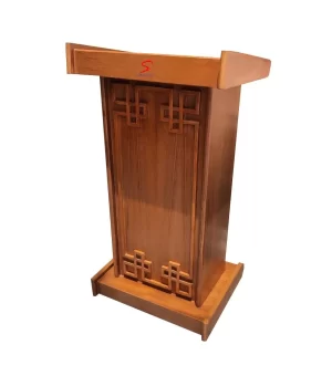 Teak Wooden Podium with Two Storage Shelves