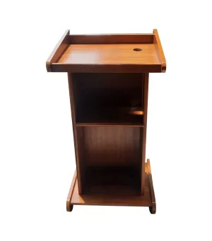 Teak Wooden Podium with Two Storage Shelves