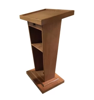 Wooden Podium Stand with 2 Shelves for Storage