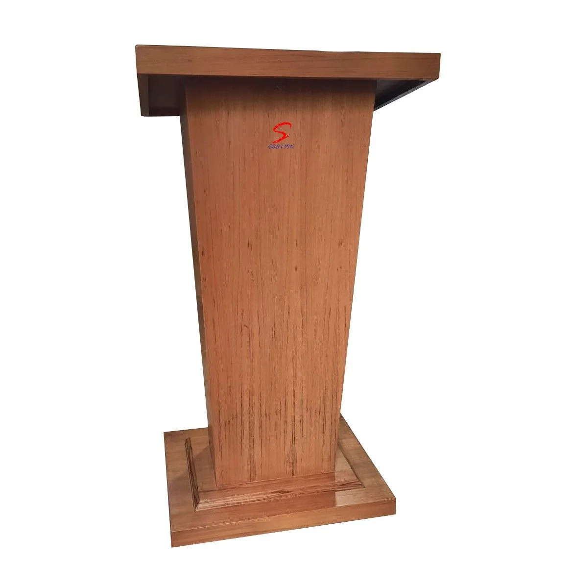 Wooden Podium Stand with 2 Shelves for Storage