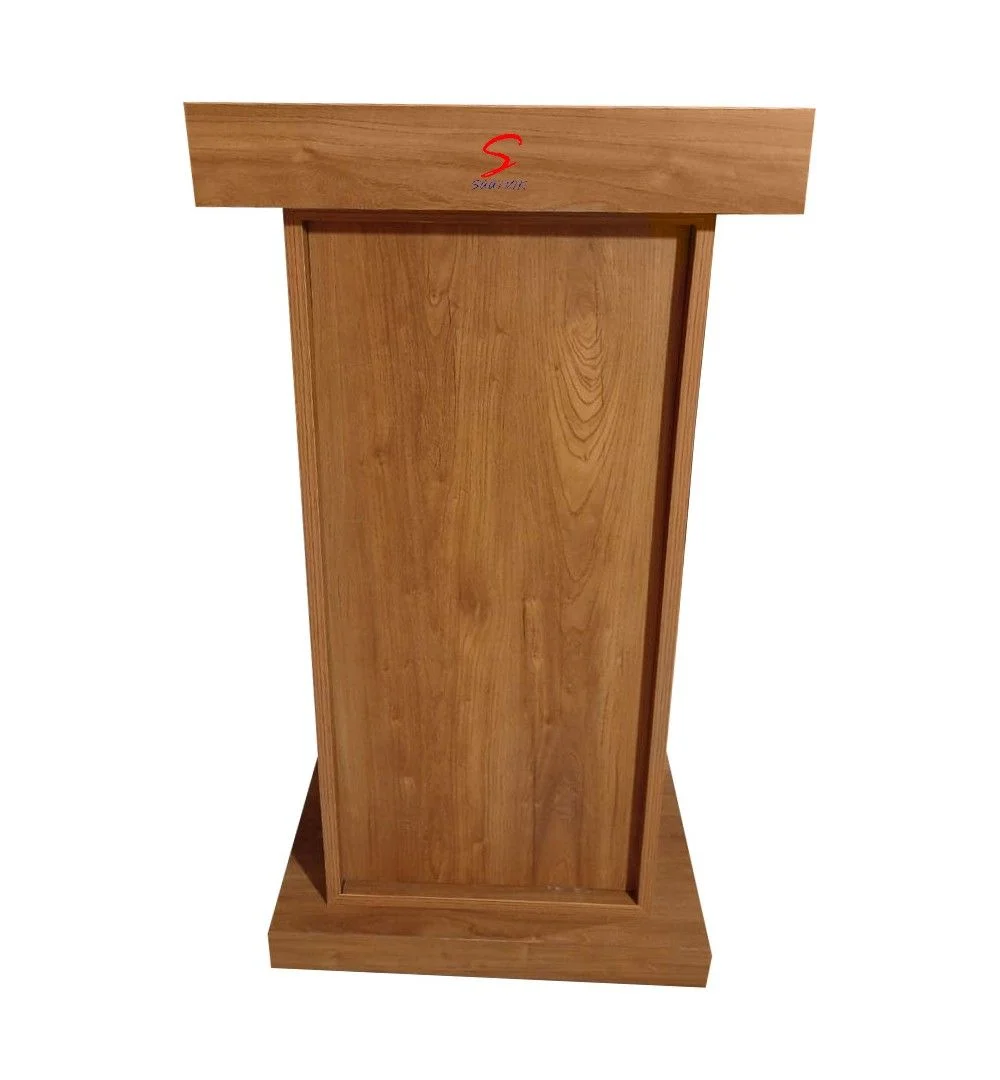 Wooden Podium Stand with 3 Shelves for Storage