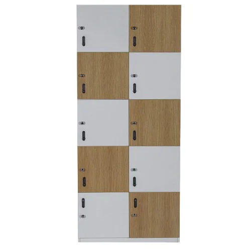 Steel and wooden multi-door locker cabinet for office, gym, and school