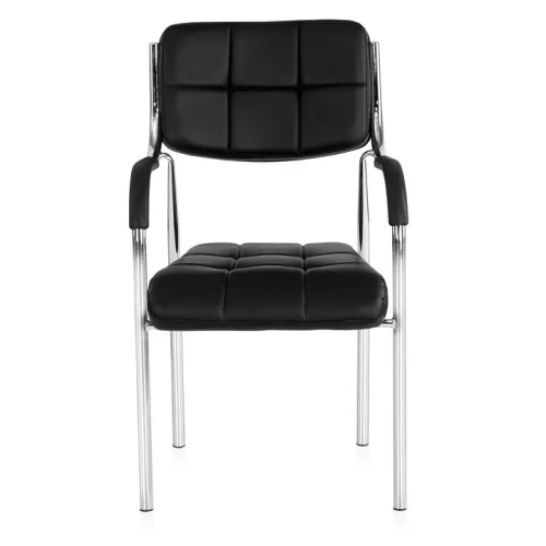CH DSR204 Black leatherette visitor chair with chrome frame
