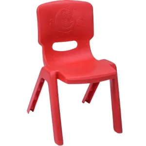 Red kids plastic chair for preschool, play school, and daycare furniture in India – lightweight, safe, and durable seating for children