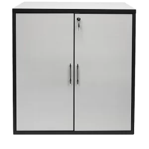 Office storage cabinet with 2 lockable doors – compact file and document organizer