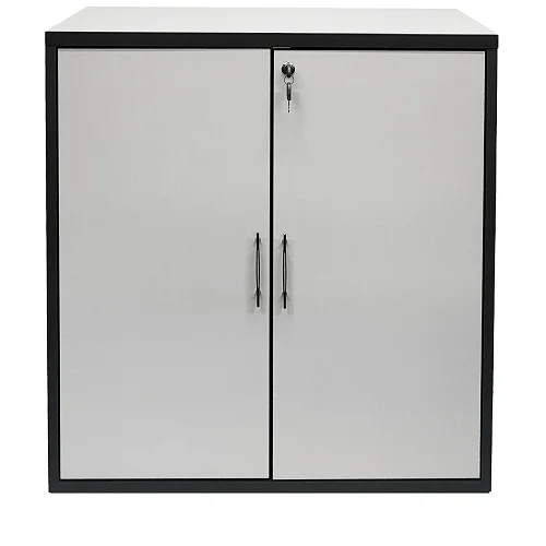 Office storage cabinet with 2 lockable doors – compact file and document organizer